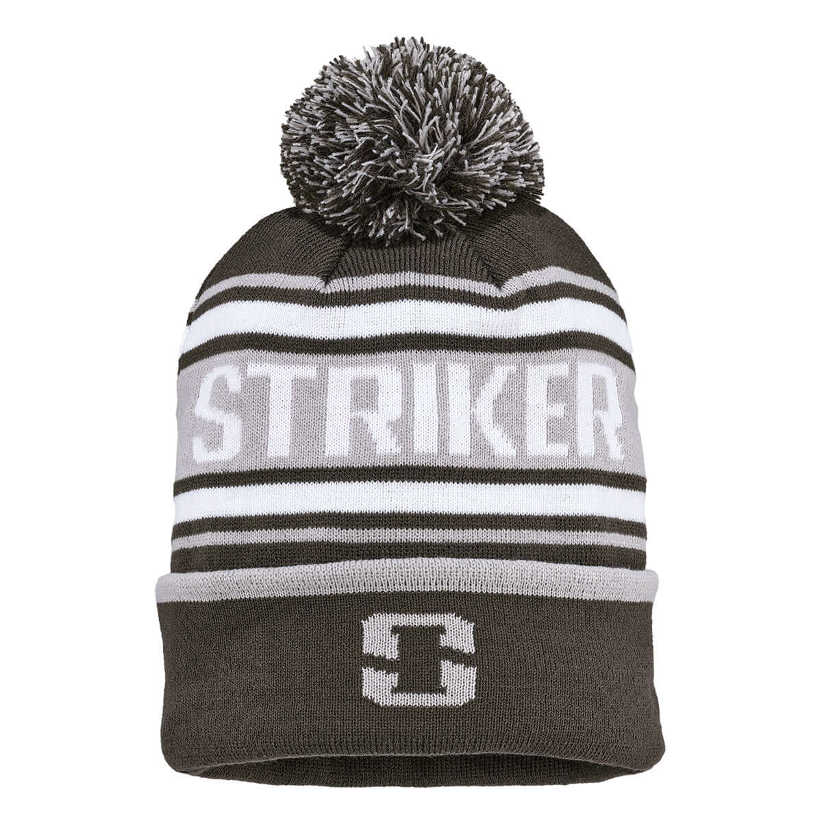 Stylish Black and Gray Knit Hat with Decorative Pin Black and Gray Striped Beanie - Etsy main image 2