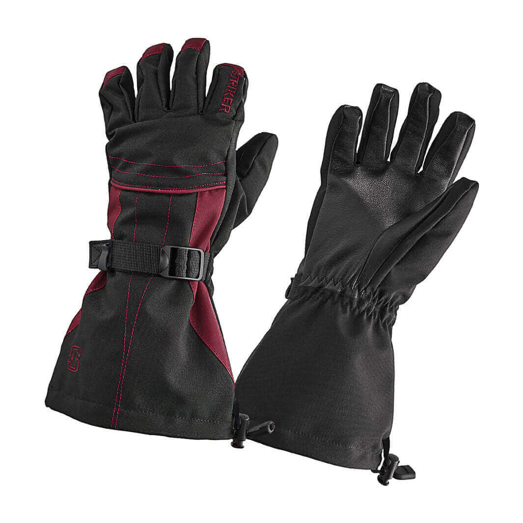 Striker | Women's Stella Gloves - Black/Burgundy | Ice Fishing Gloves