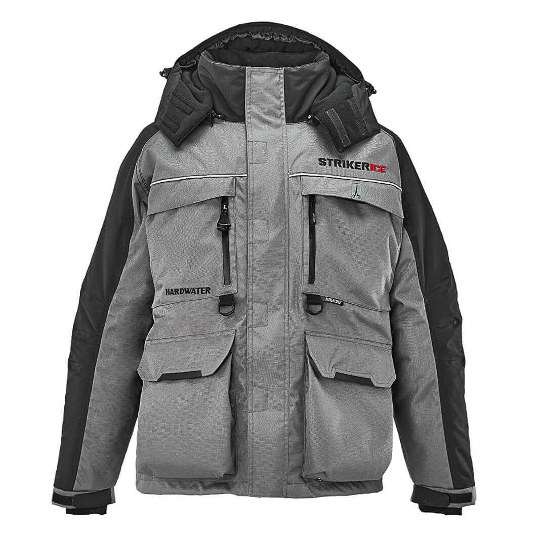 Striker Hardwater Ice Fishing Jacket Gray/Black Ice Fishing Suit