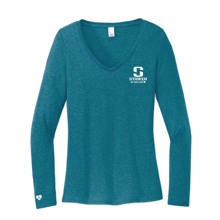 Women's Lifeline Long-Sleeve V-Neck Tee - Heathered Teal