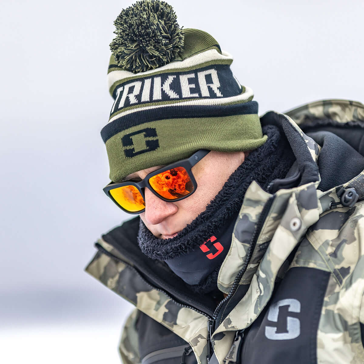 Striker | Retro Pom Hat - Dark Olive | Ice Fishing Hats