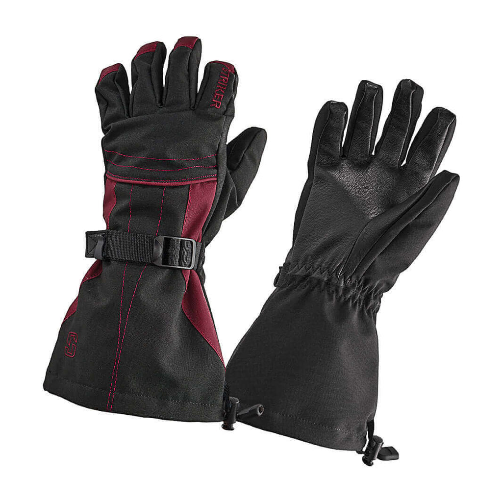 Striker | Women's Stella Gloves - Black/Burgundy | Ice Fishing Gloves