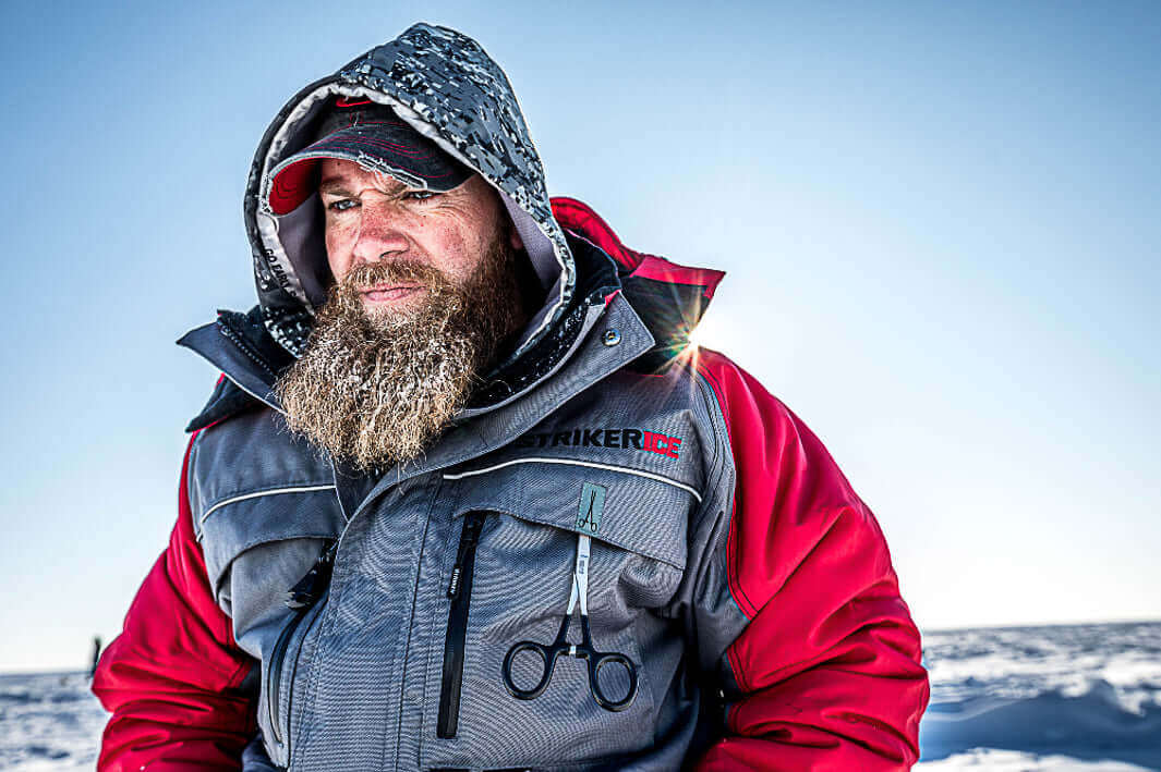 Striker Hardwater Ice Fishing Jacket Gray/Red Ice Fishing Suits